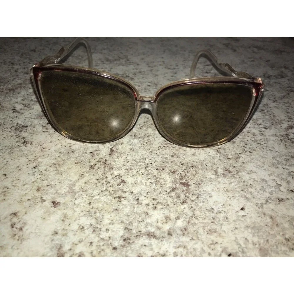 Opti Ray VTG 60'S/70s Womens Sunglasses Pink Clear Ombré Fade Twiggy Oversized